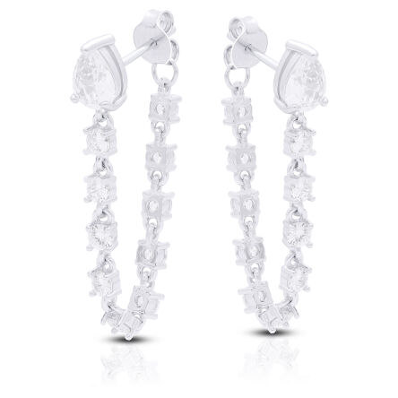 Kolczyki srebrne wiszące sztyfty z cyrkoniami