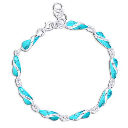 Bransoletka srebrna damska z turkusami