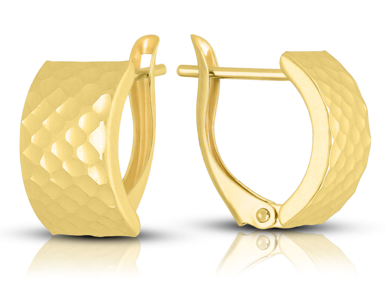 Złote kolczyki 585 angielskie szerokie błyszczące