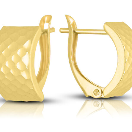 Złote kolczyki 585 angielskie szerokie błyszczące