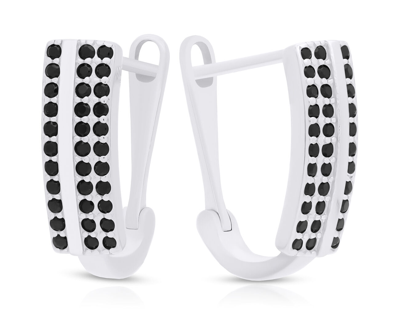 Kolczyki srebrne angielskie czarne cyrkonie pr.925