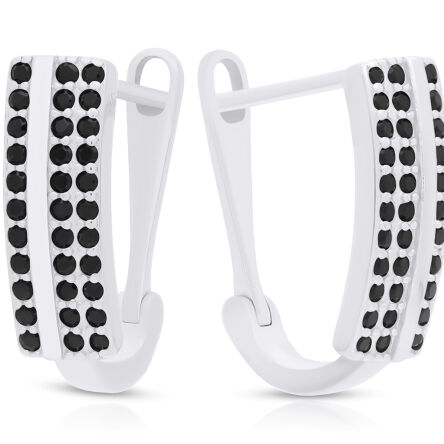 Kolczyki srebrne angielskie czarne cyrkonie pr.925