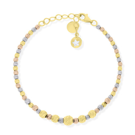 Złota bransoletka błyszczące kulki 3 kolory pr.585