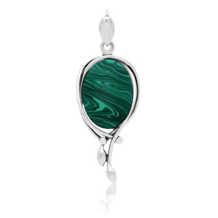 Zawieszka srebrna z zielonym malachitem pr.925
