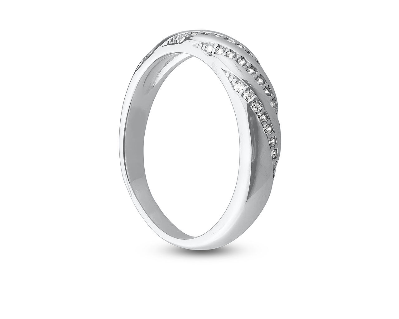 Pierścionek srebrny z cyrkoniami rodowany