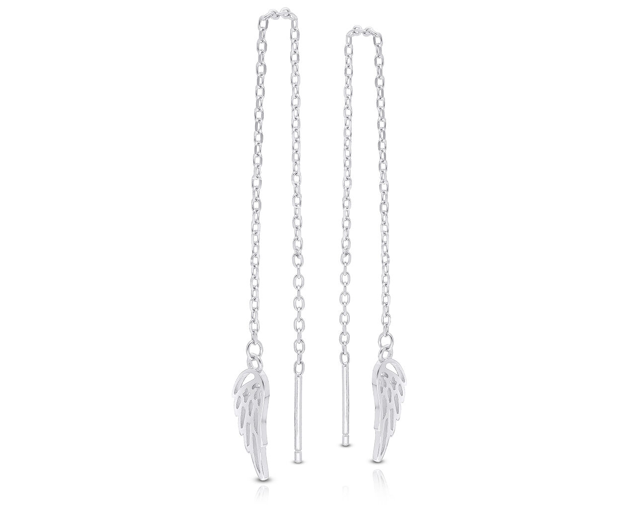 Kolczyki srebrne przeciągane ze skrzydłami