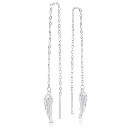 Kolczyki srebrne przeciągane ze skrzydłami