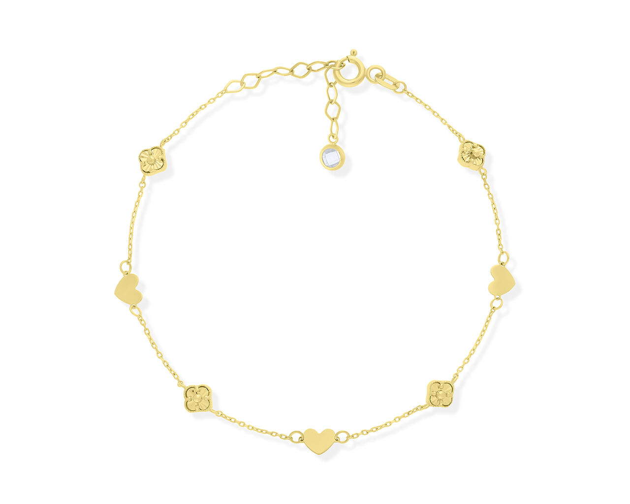 Złota bransoletka serca i koniczyny pr.585