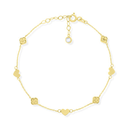 Złota bransoletka serca i koniczyny pr.585