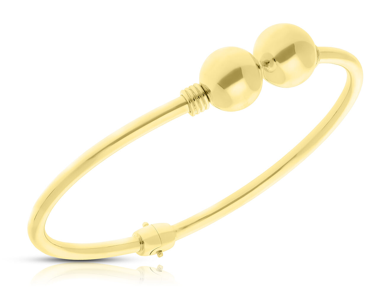 Bransoletka złota 585 sztywna gładkie kulki