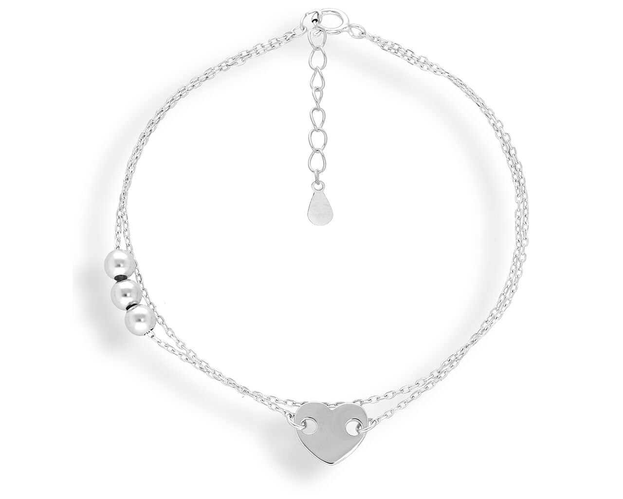 Bransoletka srebrna z serduszkiem podwójna