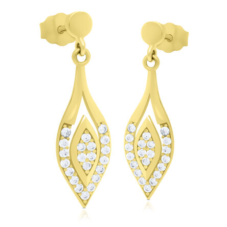 Złote kolczyki wiszące sztyfty cyrkonie pr.585