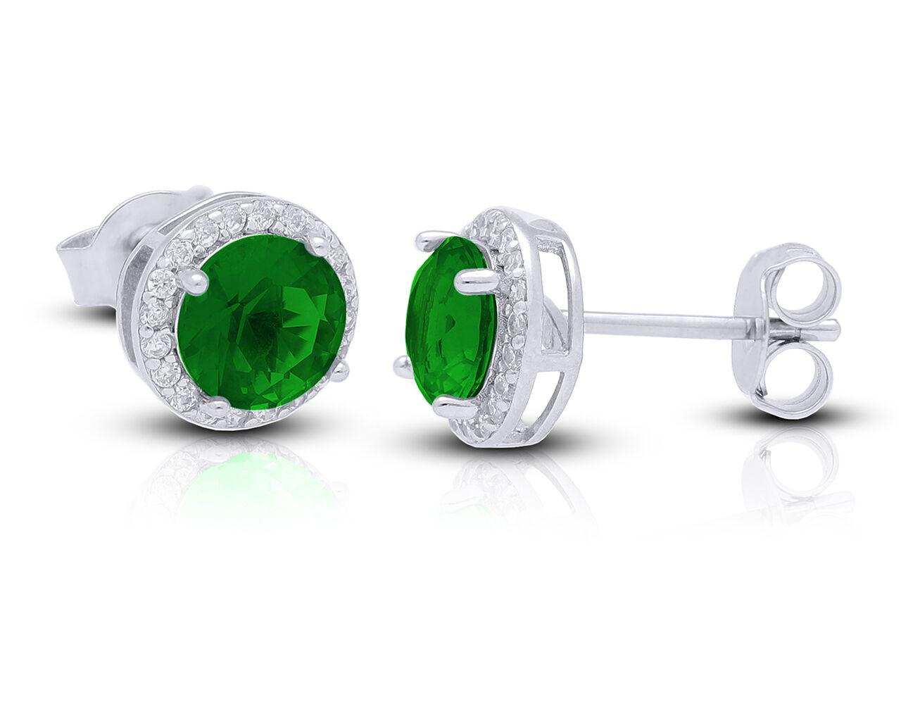 Kolczyki srebrne z zielonymi kamieniami