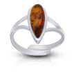 Pierścionek srebrny regulowany z bursztynem - 2