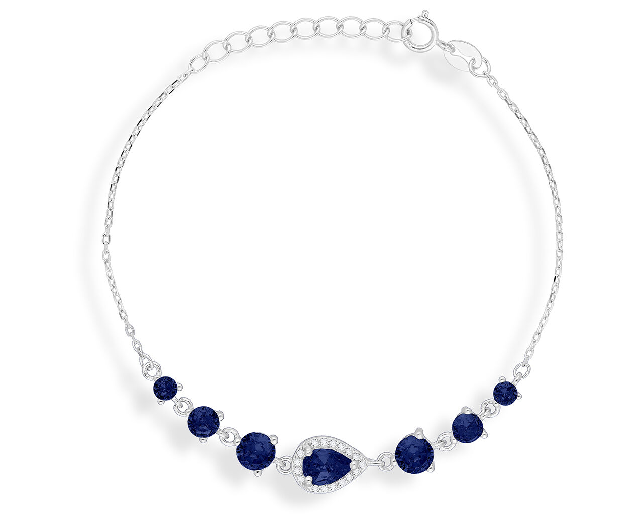 Bransoletka srebrna z granatowymi kamieniami