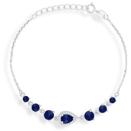 Bransoletka srebrna z granatowymi kamieniami