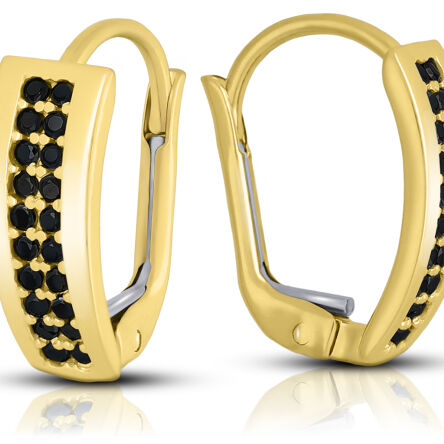 Kolczyki 585 sztyft zatrzaskowy z black cyrkoniami