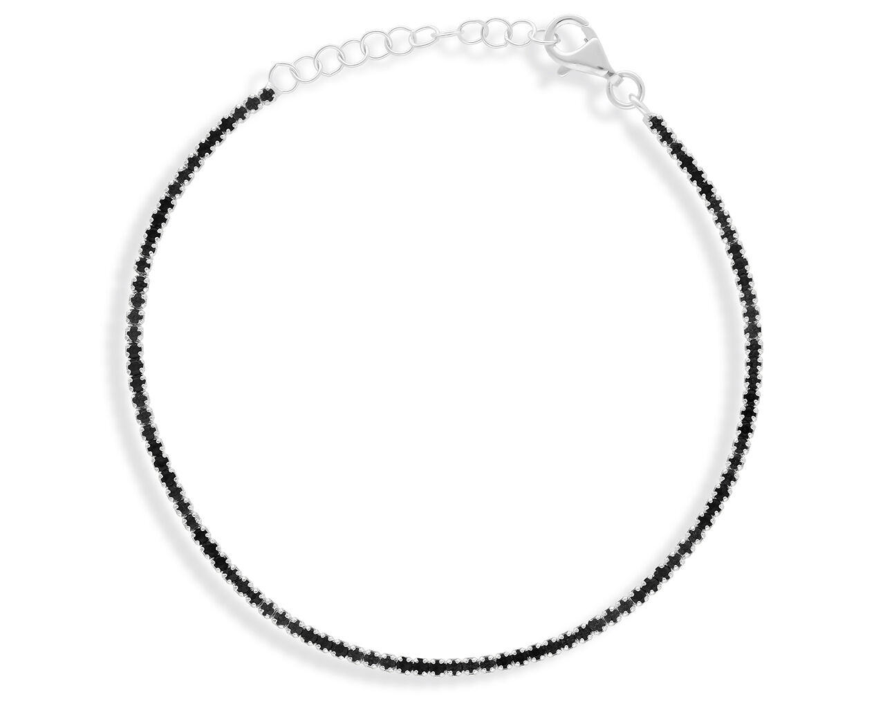 Bransoletka srebrna damska czarne kamienie