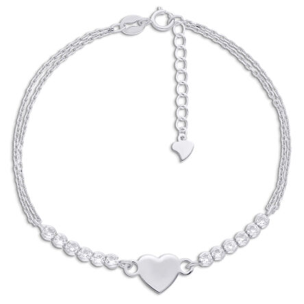Bransoletka srebrna z serduszkiem gładkim