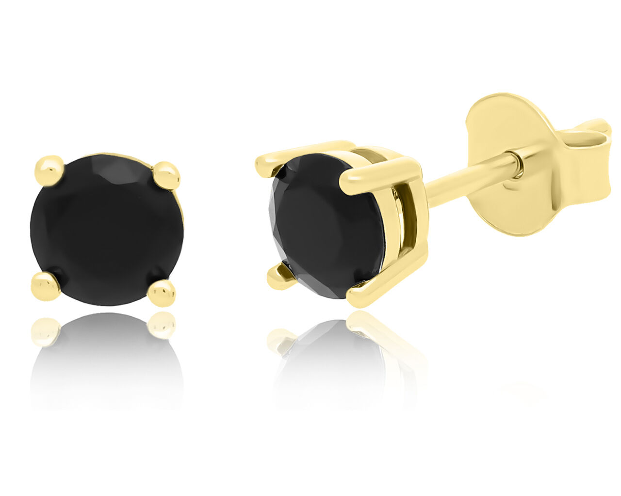 Kolczyki srebrne pozłacane z czarną cyrkonią p.925