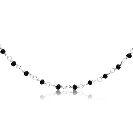Naszyjnik srebrny koraliki z czarnych cyrkoni