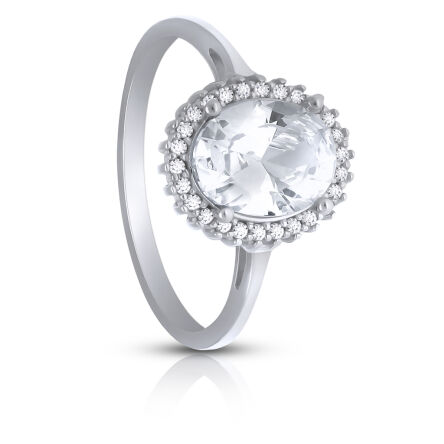 Pierścionek srebrny z dużą owalną cyrkonią