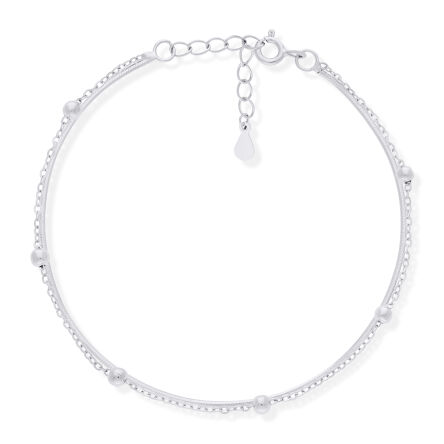 Bransoletka srebrna podwójna gładkie kulki pr.925