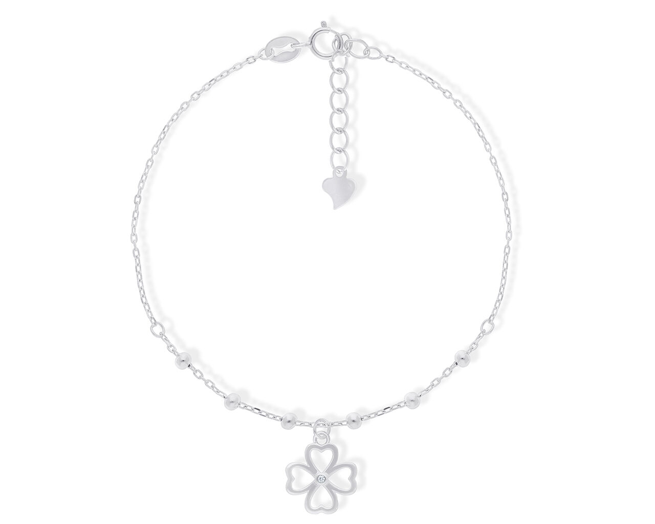 Bransoletka srebrna z wiszącą koniczynką