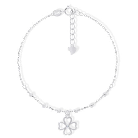 Bransoletka srebrna z wiszącą koniczynką