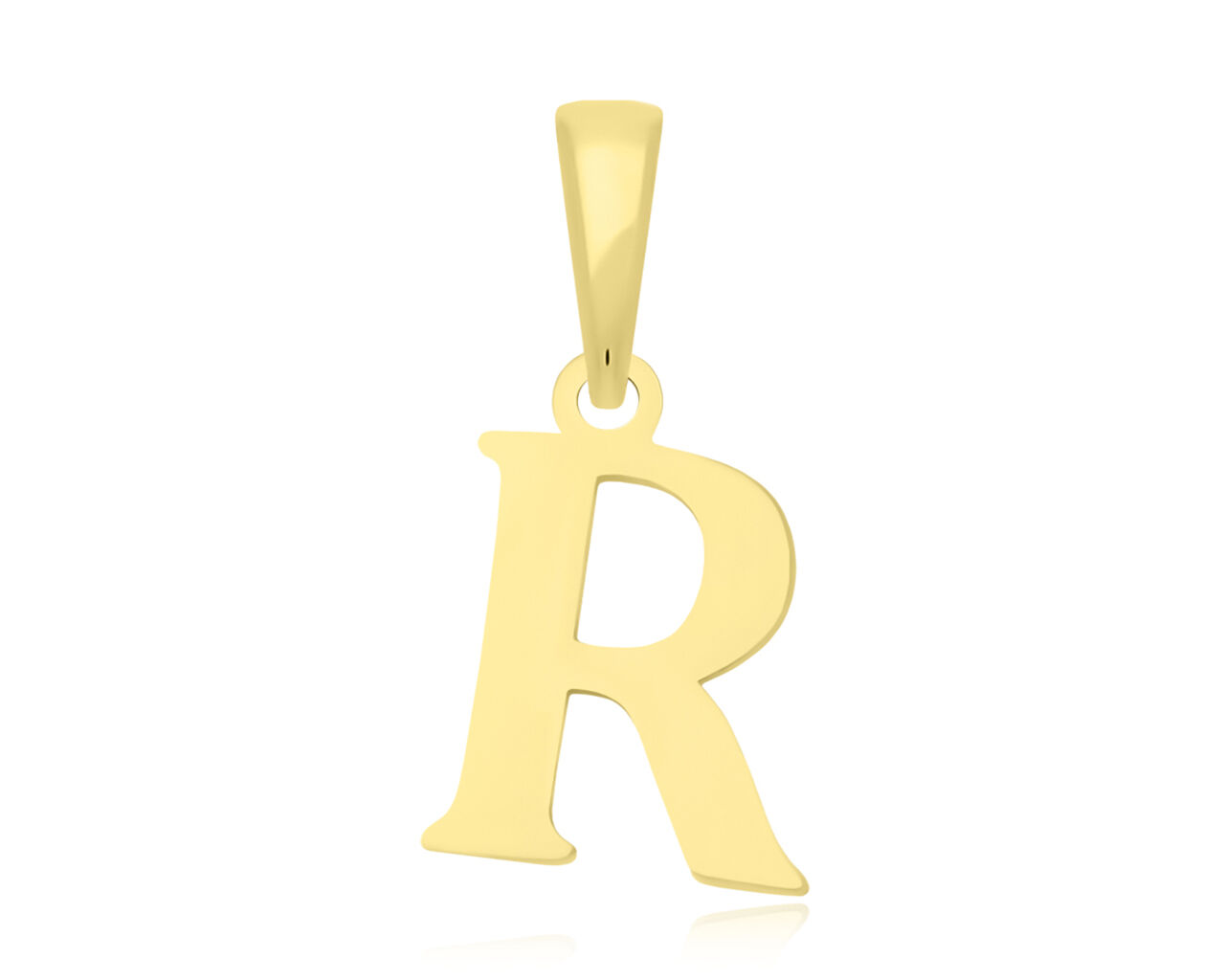 Złota literka R gładka zawieszka pr.585
