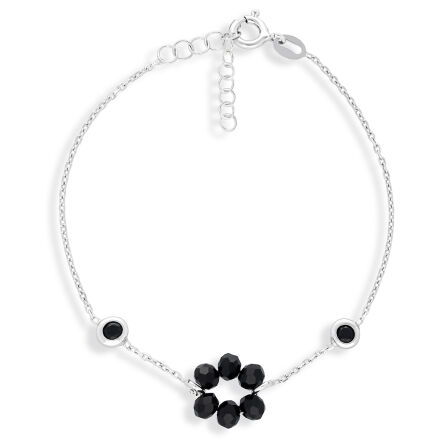 Bransoletka srebrna z czarnymi kamieniami