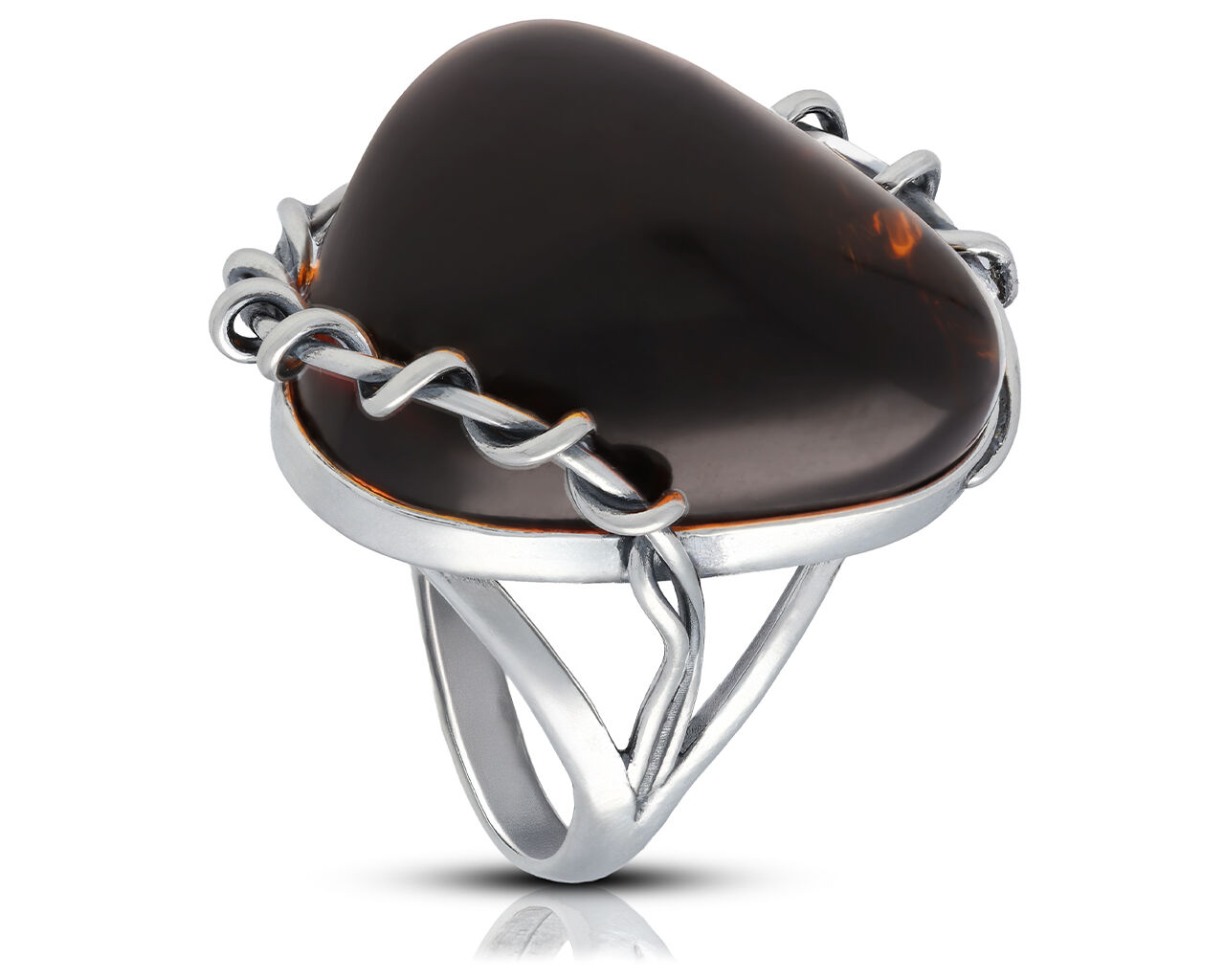 Pierścionek srebrny z naturalnym bursztynem pr.925