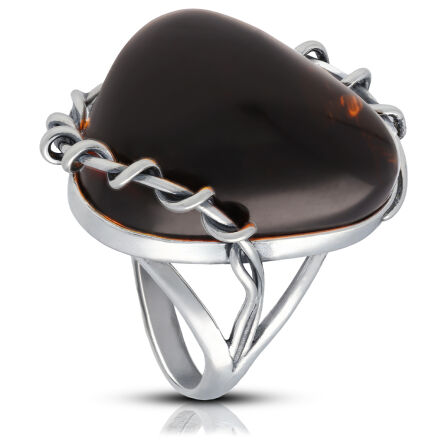 Pierścionek srebrny z naturalnym bursztynem pr.925