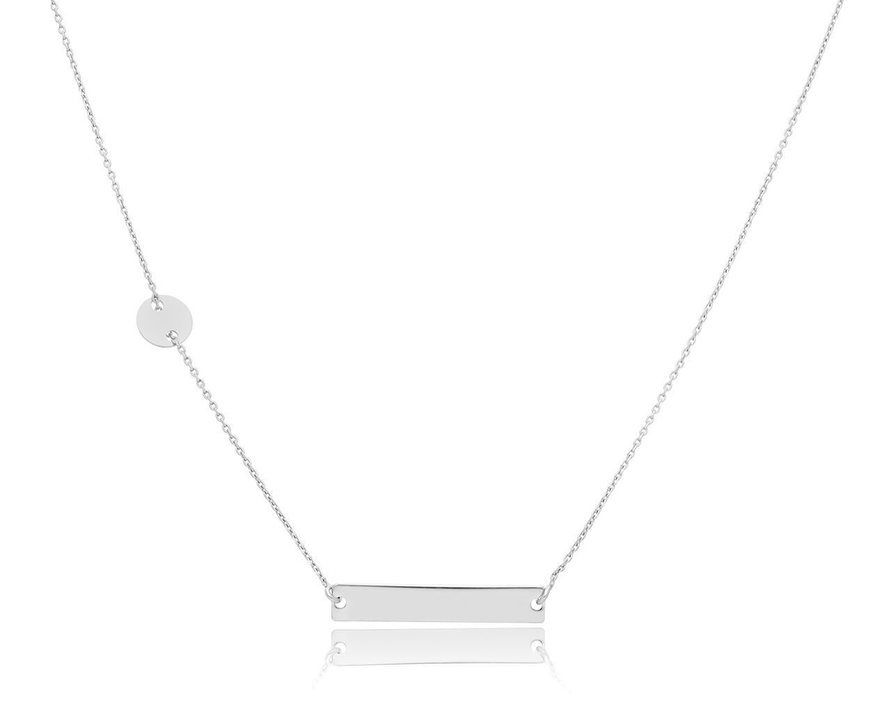 Srebrny naszyjnik damski z gładką blaszką