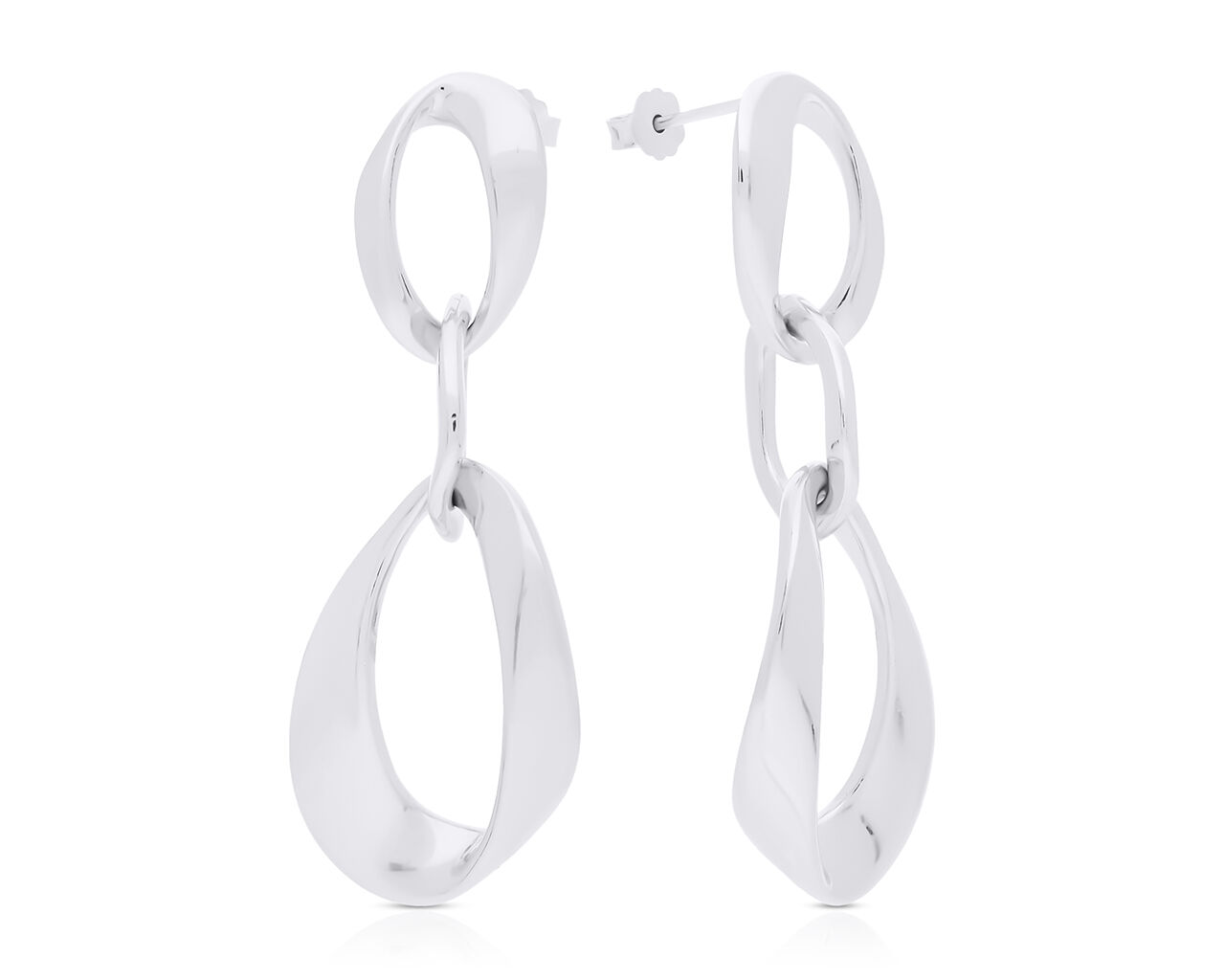 Kolczyki srebrne wiszące gładkie na sztyfcie