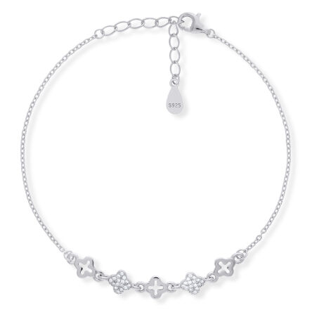 Bransoletka srebrna koniczyny z cyrkoniami pr.925