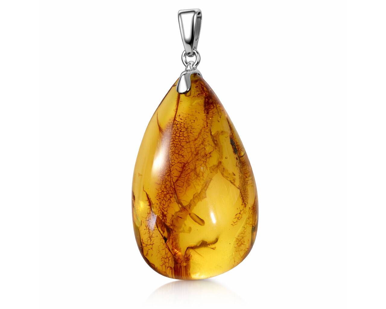 Nowoczesna zawieszka z bursztynem w srebrze