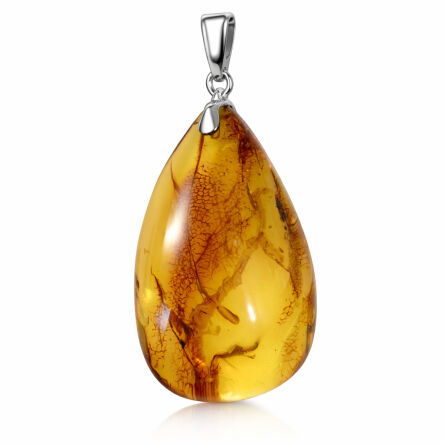 Nowoczesna zawieszka z bursztynem w srebrze