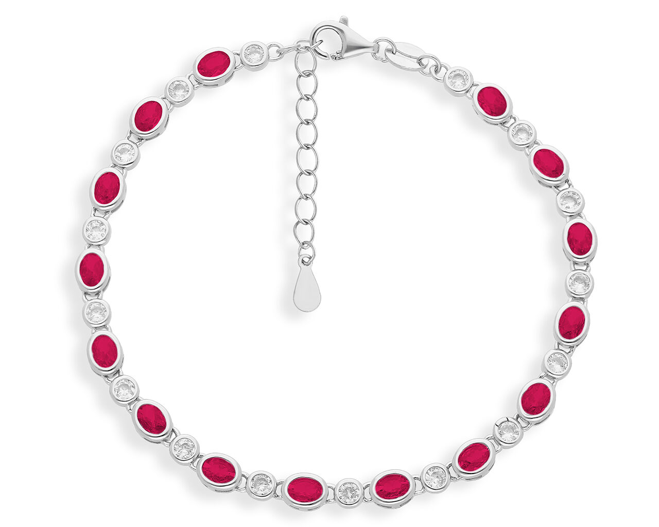 Bransoletka srebrna z różowymi cyrkoniami