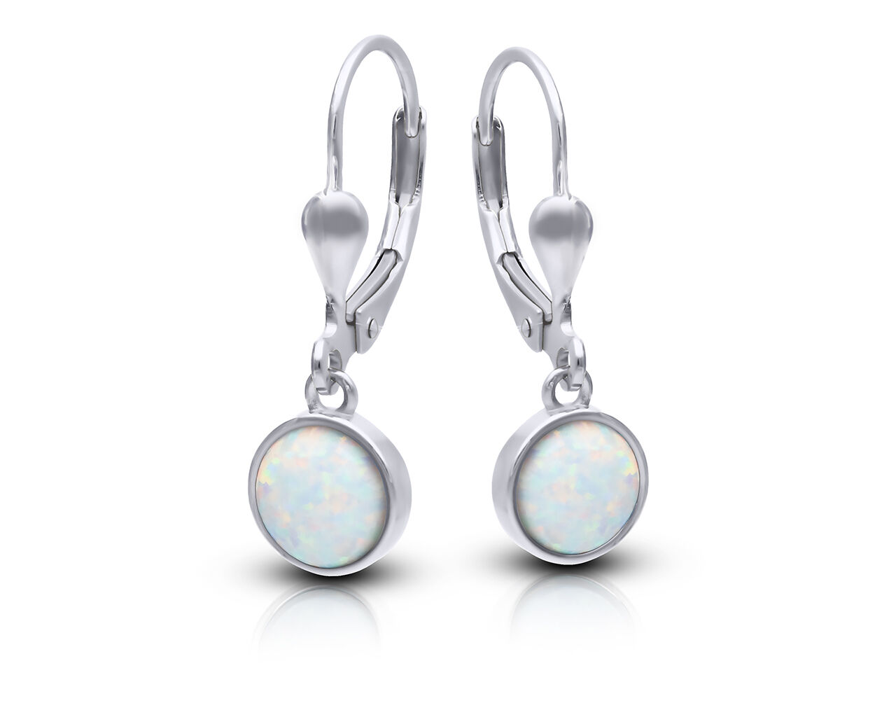 Kolczyki srebrne wiszące z białym opalem