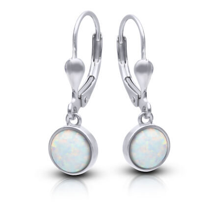 Kolczyki srebrne wiszące z białym opalem