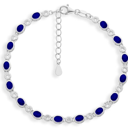 Bransoletka srebrna z granatowymi cyrkoniami