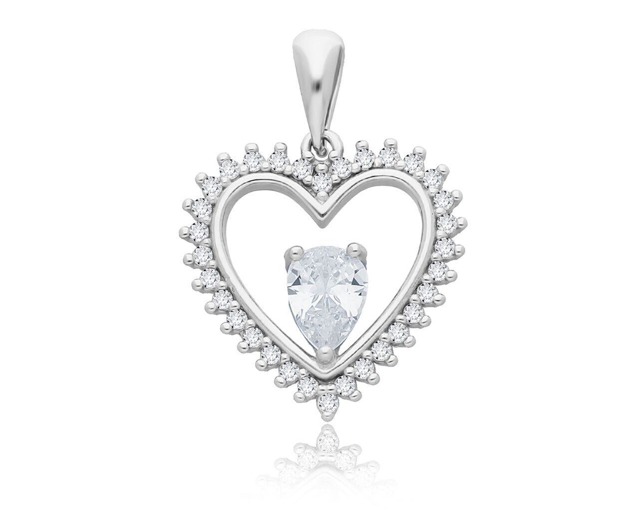 Zawieszka srebrna serce z cyrkoniami