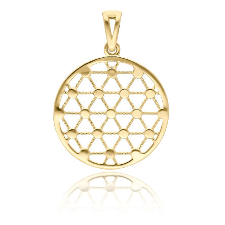 Zawieszka złota okrągła z wzorem 