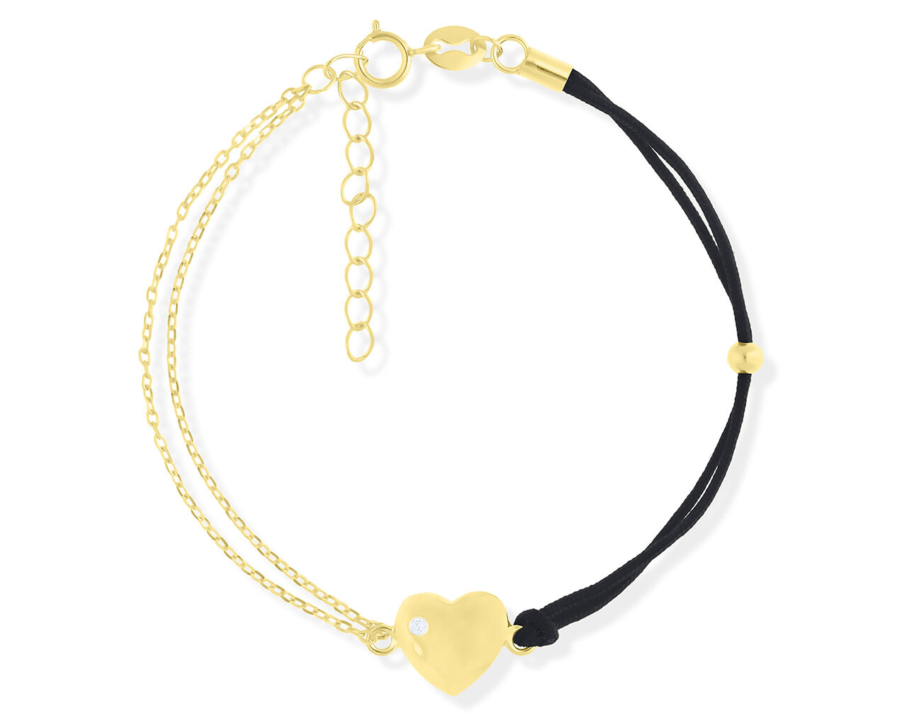 Bransoletka srebrna pozłacana z sercem cyrkonia