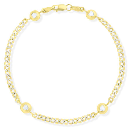 Bransoletka złota 585 cyrkonie szeroki łańcuszek