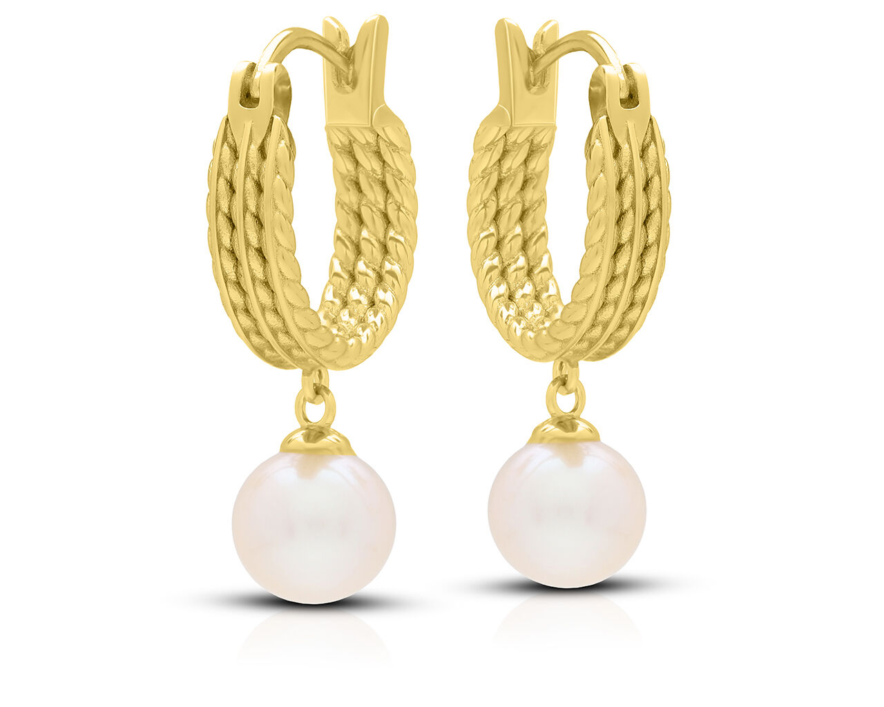 Kolczyki srebrne pozłacane koła z perłą pr.925