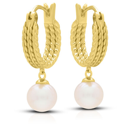 Kolczyki srebrne pozłacane koła z perłą pr.925