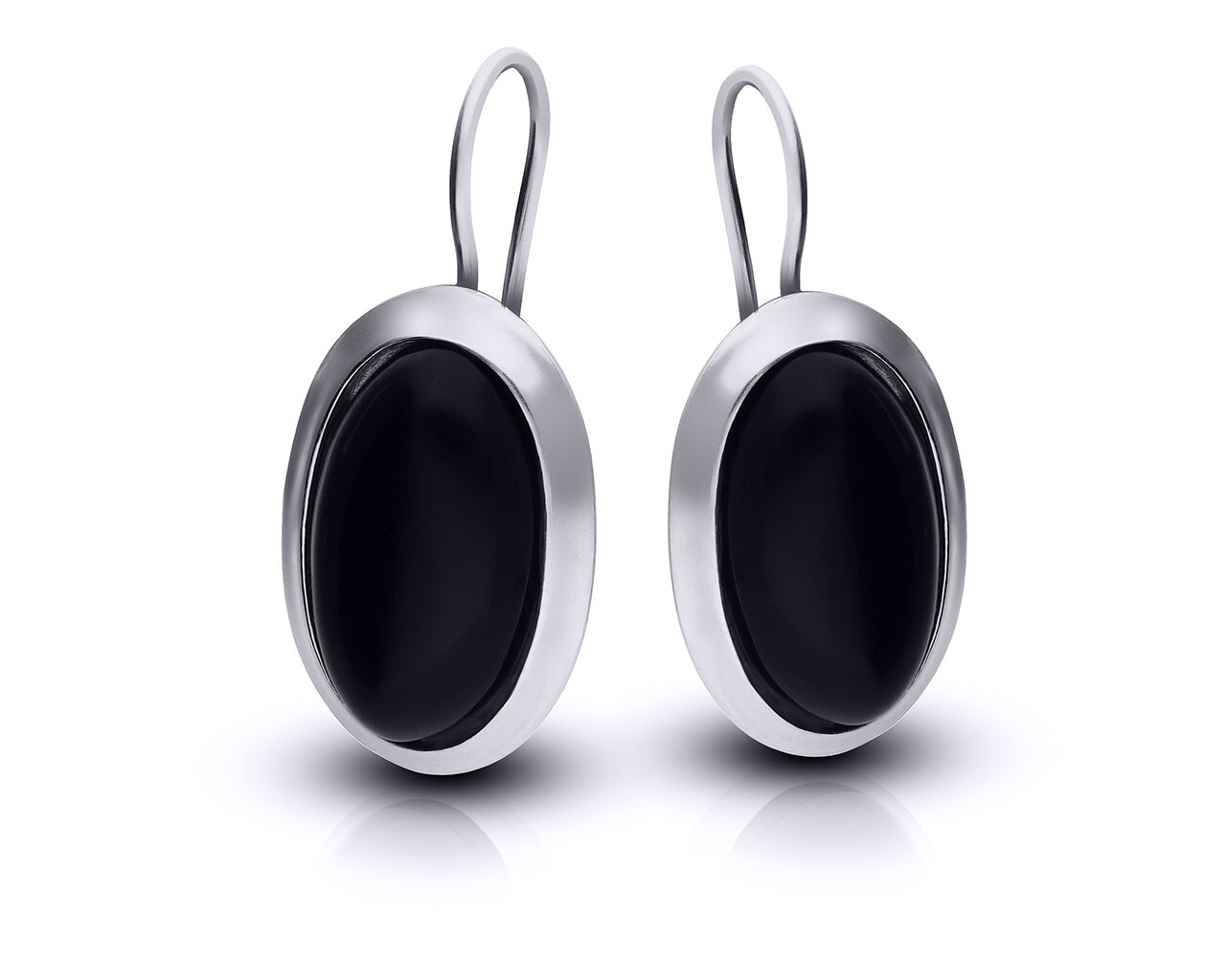 Kolczyki srebrne wiszące z czarnym onyksem