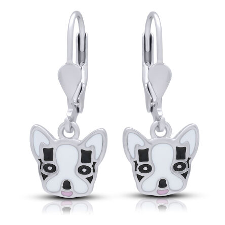 Kolczyki srebrne z pieskami wiszące pr.925